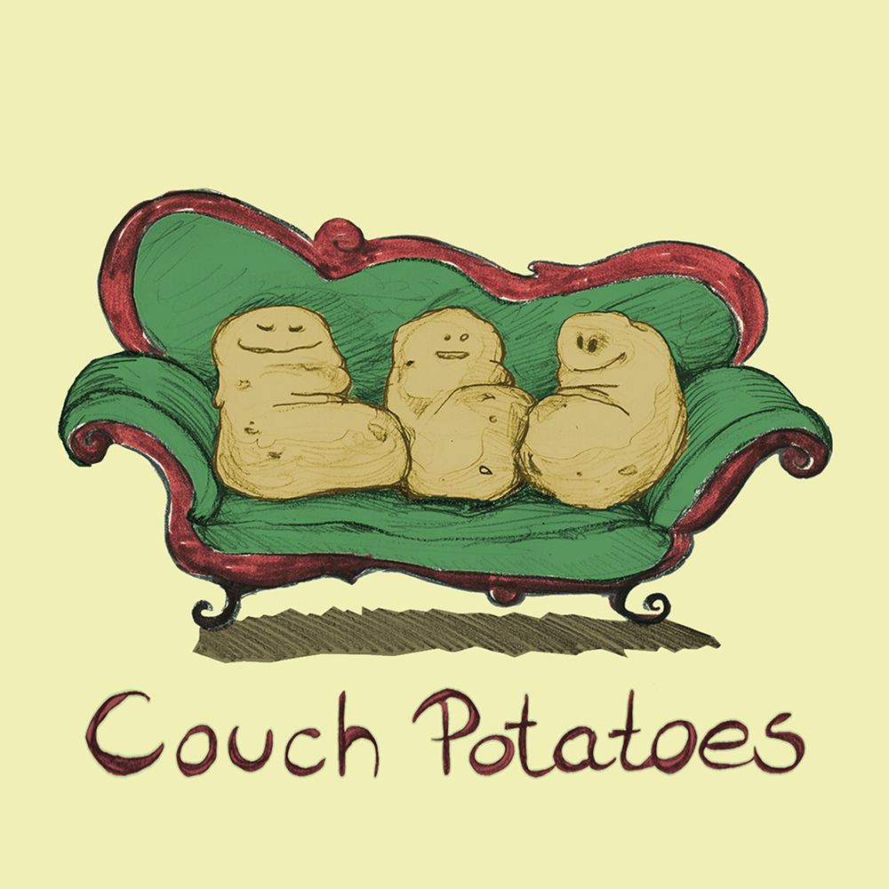 "Couch Potatoes" aus Bleistift, digital koloriert