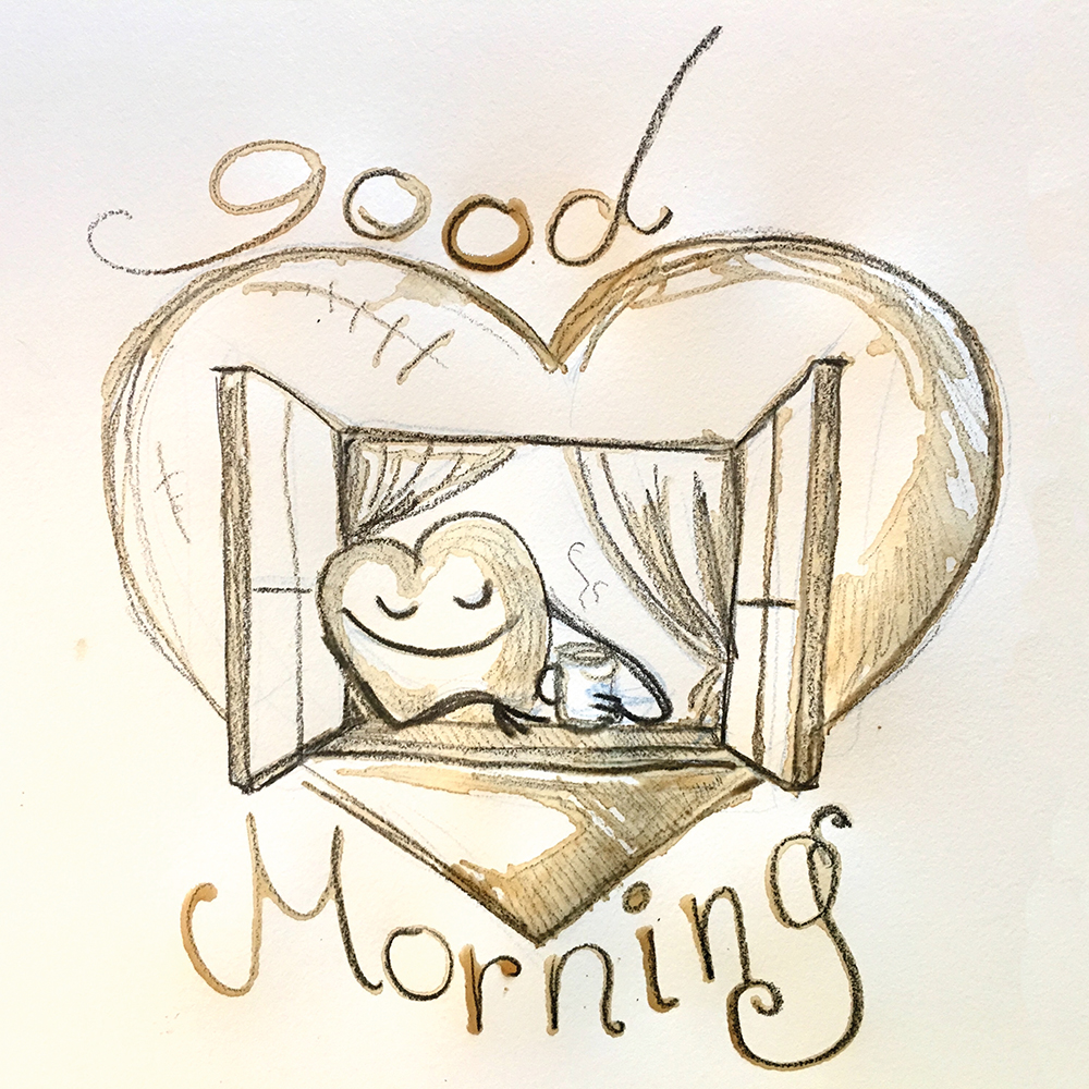 "Good Morning Heart" aus Kaffee und Bleistift