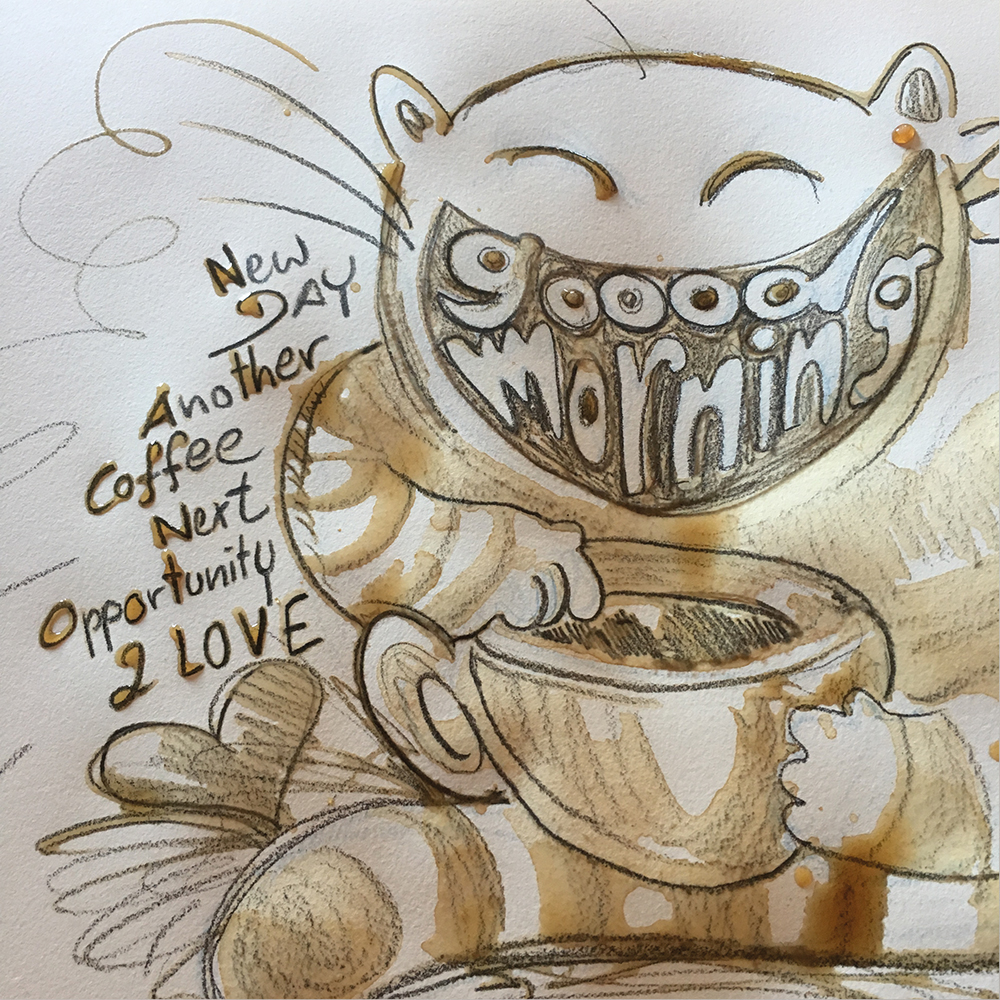 "Good Morning" aus Kaffee und Bleistift